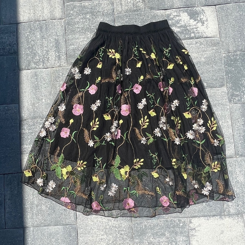 Black Floral Skirt